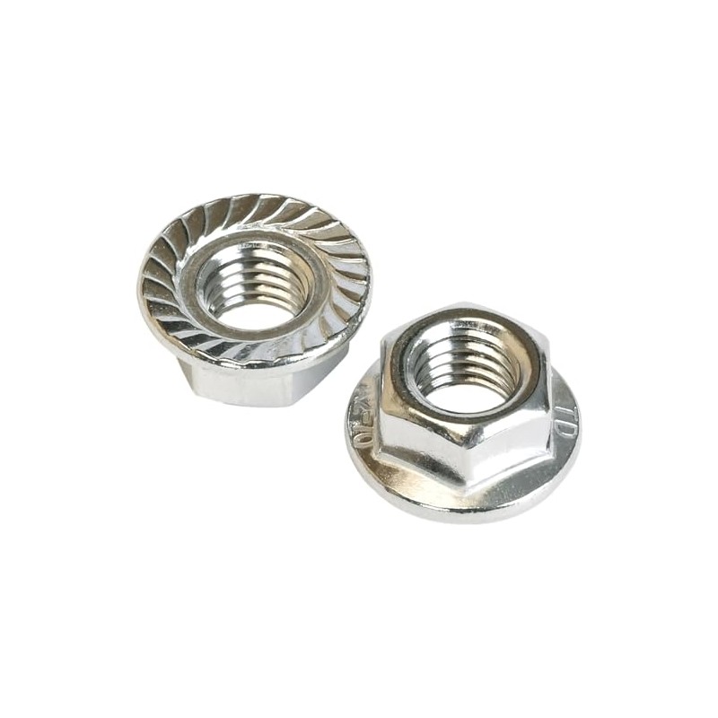 Pack of 10 Locking Tooth Nuts M10 DIN 6923 A2