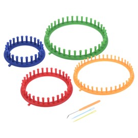PATIKIL Round Knitting Loom Machines Kit, 4 Sizes Darning Weave Tool with Accessories for Scarf Sweater Shawl Blankets Mending Weaving Stitching, Multicolored
