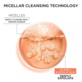 Garnier Micellar Water Facial Cleanser Exfoliating Toner with Glycolic Acid 2...