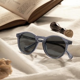 CARFIA Mens Sunglasses Retro Polarised Eyewear UV400 Protection Round Frame in Acetate