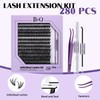 B&Q Wispy Cluster Lashes Kit 280PCS D Curl 40D Mixed