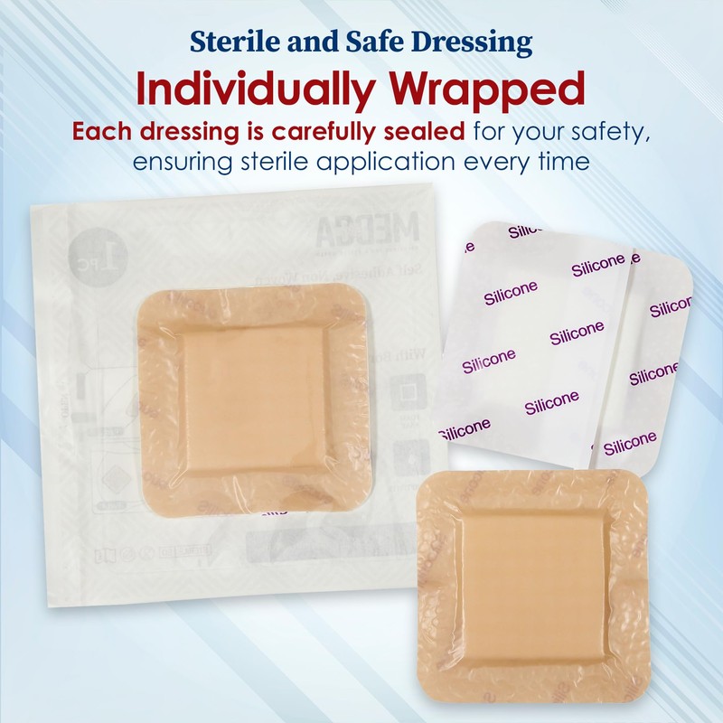 MEDca Silicone Foam Dressing w/Adhesive Border 3"x3" (Pack of 10)