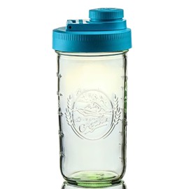 Brewing America Mason Jar Drinking Cup Pint and Half Drinking Lid and Azure 24oz Jar (1, Teal)