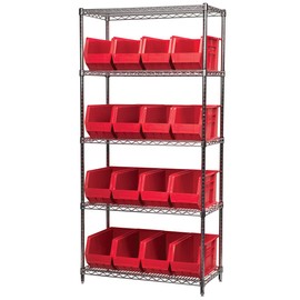 Akro-Mils 30265 AkroBins Plastic Storage Bins, Space-Saving Stackable Bins, Garage Organization Bins, Closet, Classroom Organization, Craft Storage, 18-Inch x 8.25-Inch x 9-Inch, Red, 6-Pack