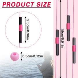 200Pcs Fishing Bobber Float Stops Bobber Stop Knots with Beads Fishing Float for Fishing Line Leaders Saltwater Freshwater Fishing Tackle (Pink with Black Tube)
