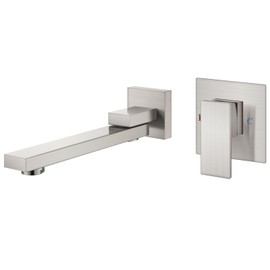 Aolemi Wall Mount Bathroom Faucet Wall Mounted Bathtub Faucet Single Handle Tub Filler with Rotating Spout Brass Rough-in Valve Included,Brushed Nickel