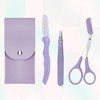 3-Piece Hair Thinning Scissors, Tweezers & Eyebrow Razor Storage Set Portable 3ea