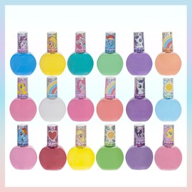 Townley Girl My Little Pony Non-Toxic Water Based Peel-Off Nail Polish Set with Glittery and Opaque Colors for Girls Kids Teens Ages 3+, Perfect for Parties, Sleepovers and Makeovers, 18 Pcs
