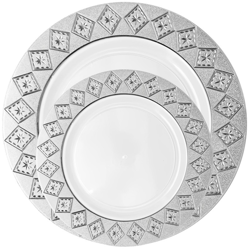 DecorLine Stunning White & Silver "Imperial" Soup Bowls - 12