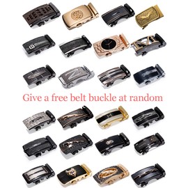 Barry.Wang - Cinturón de carraca para hombre, hebilla de diseño de regalo de Navidad con cinturón de piel genuino colorido reemplazable, ajuste para adaptarse, piel sólido azul, 51.2''(130CM) Long,Size Adjustable