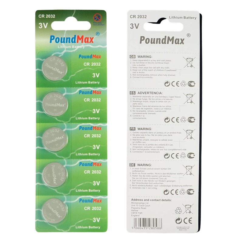 PoundMax PoundMax CR2032 2032 Lithium Batteries 3V Long-Lasting Reliable Power