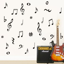 Musical Note Wall Decals, Creative Music Notes Notation Removable Vinyl Wall Stickers for Classroom Music Studio Dance Room Bedroom Art Decor House Decoration