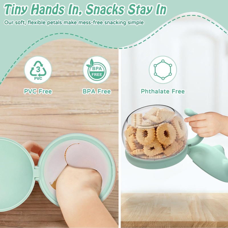SELEWARE No Spill Snack Cups for Toddlers 2-Pack - Spill-Proof
