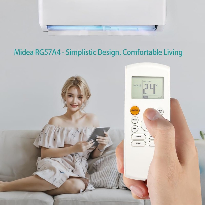 Universal Replacement Remote Control for Midea RG57A4-General Air Conditioner-Heat Pump-Inverter