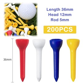 FDRJKN 200 Count Golf Tees Plastic Premium Golf Tees 36mm Length Durable and Reliable Ideal for All Golfers Colorful Assortment for Easy Identification