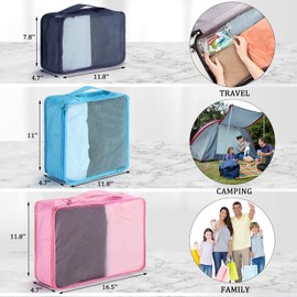 12 Pcs Large Packing Cubes Luggage Organizers for Suitcase Mesh Travel Organizer Bags Travel Packing Organizers for Traveling Camping Hiking (Fresh Colors, Multi Size)