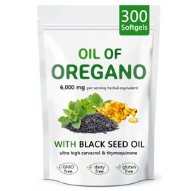 Aceite de orégano Resilia con aceite de semilla negra, cápsulas de orégano orgánico 2 en 1 para el apoyo inmunitario y el bienestar general, sin OMG n