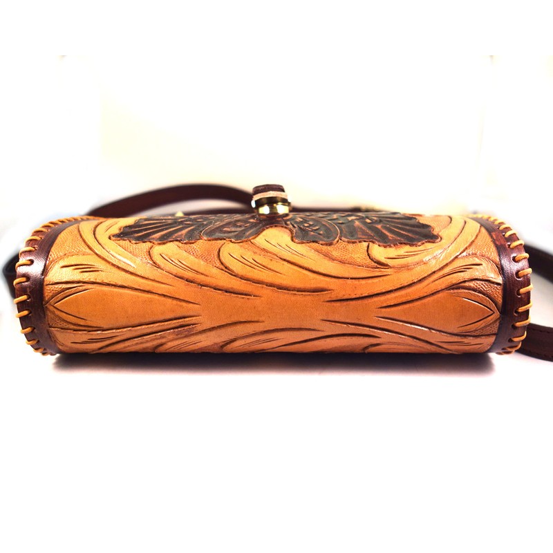 Bolsa de cuero para mujer, hecha a mano, cuero de
