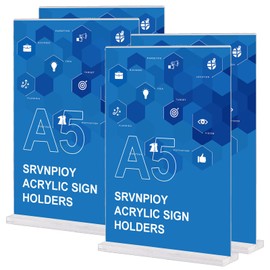 Srvnpioy A5 Acrylic Table Stand (4 Pieces) T-shaped Clear Table Stand A5 Menu Holder for Tables, Plastic Advertising Stands A5 for Restaurants, Hotels, Schools, Offices