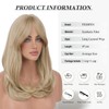 FESHFEN Dirty Blonde Wigs with Bangs, Synthetic Natural Looking Long
