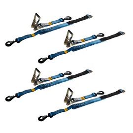 Mytee Products (4 Pack) 2" x 8' Tie Down Ratchet Axle Straps with Snap Hooks, D-Ring and Protective Sleeve, 10,000LBS Capacity - Race Car Trailer Car Hauler Towing