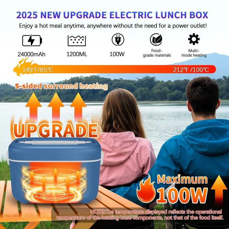 VYRALOFT Cordless Electric Lunch Box,24000mAh Battery Powered Self Heating Lunch