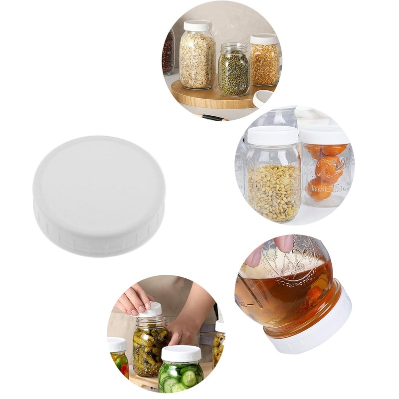 TAODAN 8PCS 70mm White Food Grade Plastic Sealed Storage Lid