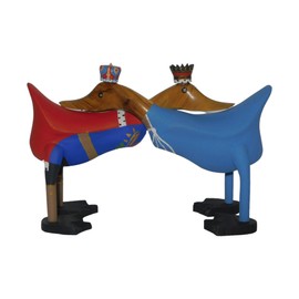 Brave Wings Hand Carved Wooden Bamboo Duck ~ King and Queen Duck 30cm Long ~ Ornament Sculpture Figurine Statue Unique Table Decoration Home Decor ~ 5196