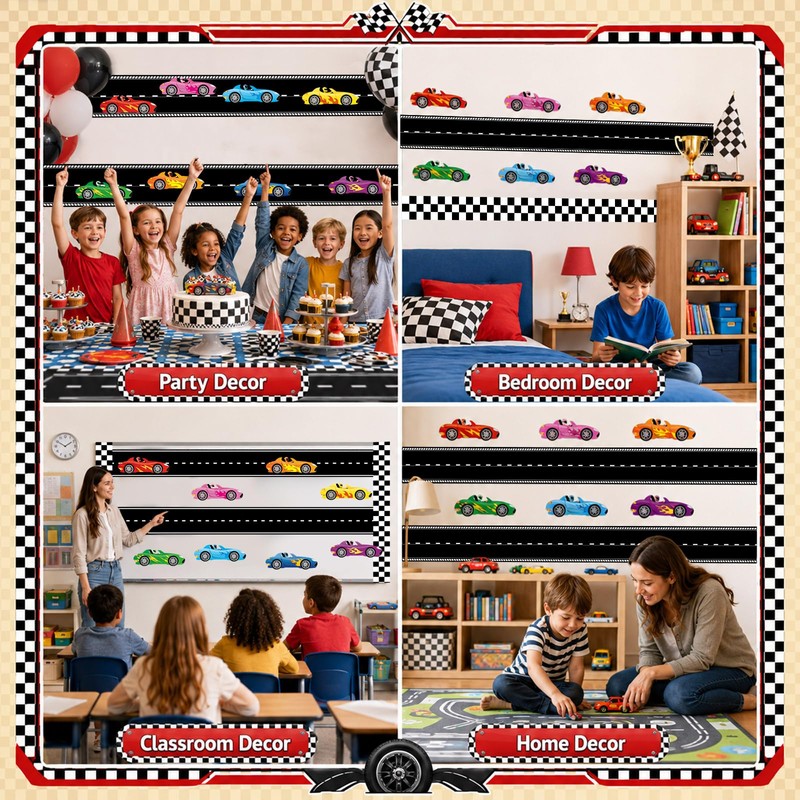 4 Rolls Racing Car Theme Bulletin Board Border Set Race