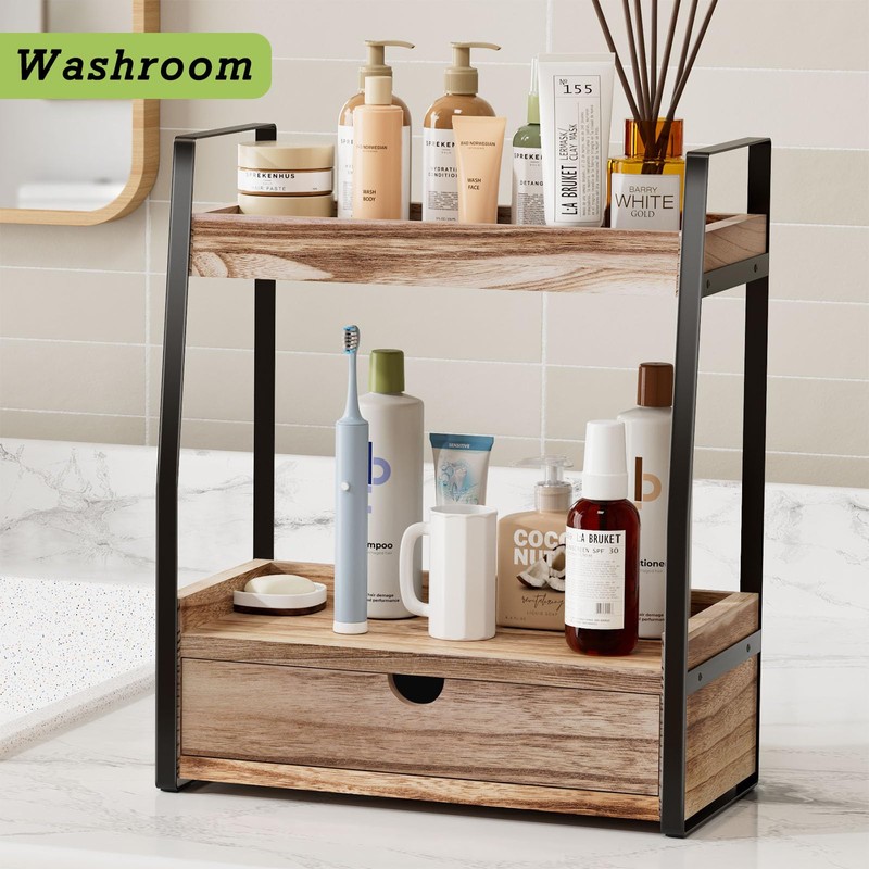 Boulphia 2-Tier Bathroom Organizer Countertop, Bathroom Sink Organizer Countertop, Vanity,
