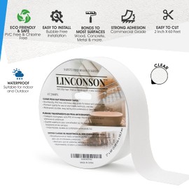 LINCONSON (2 Inch x 60 Feet) Clear Slip Resistant Stairs Tread Grip & Anti Slip Tape,Indoor Use-Clear-PVC Free