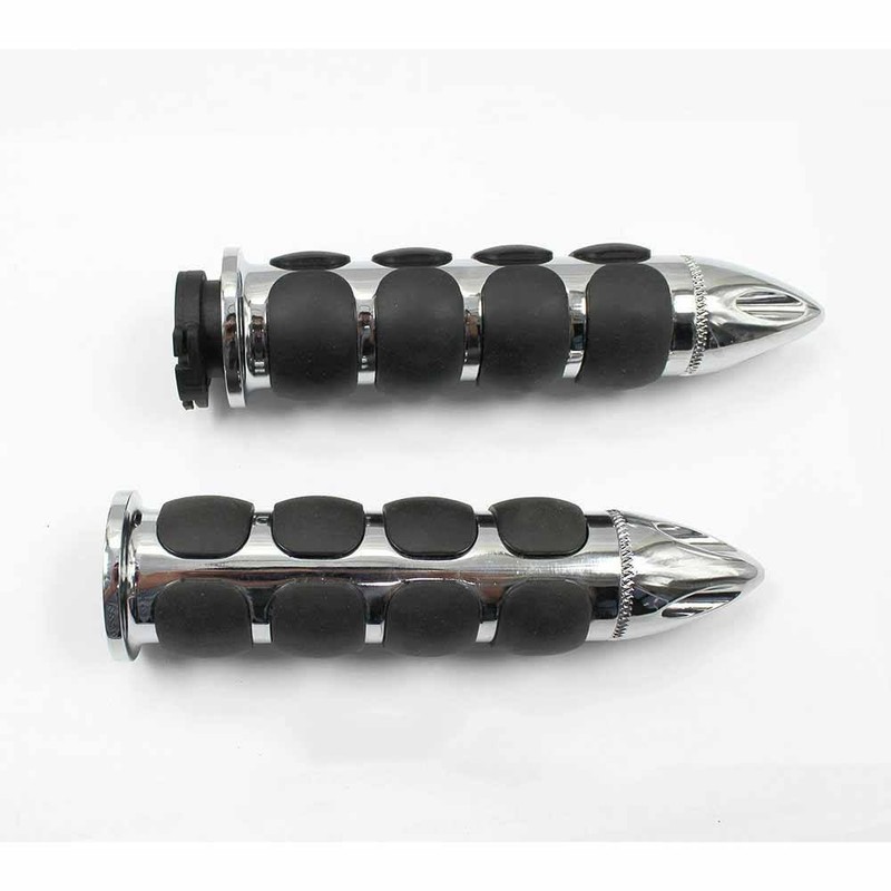 TDR Pair 1" Spike Chrome Hand Grips with Throttle Boss
