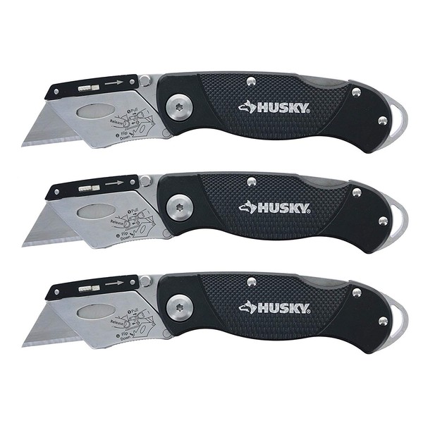 Husky Folding Lock-Back Utility Knife (Set of 3)