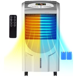 KOTEK Air Cooler and Heater, 5-in-1 Portable Evaporative Air Cooler Fan Humidifier w/Anion Function, 8H Timer, 3 Modes & 3 Speeds, Bladeless Quiet Evaporative Cooler w/Remote Control for Home, Office