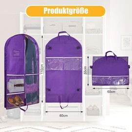 Premium Garment Bag, Foldable Garment Bag with 4 Pockets, Carry Handle and Buckles, Garment Bags for Suit, Full Dress, with Zip, Foldable Garment Bag for Travel, Storage, Dancers, Women, Children