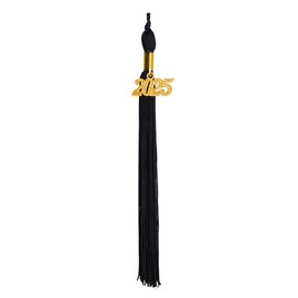 GraduatePro Graduation Tassel with 2025 Gold Year Charm for College High School Party Graduate Cap Black