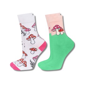 soxo Mushroom Socks Men's Funny Gifts for Women Mushroom Collector Cotton Socks 2 Sizes 1-4 Pairs, Mushrooms 2 pairs