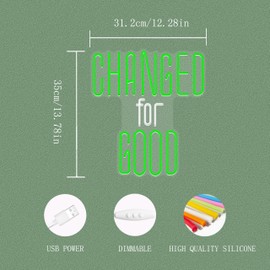 CHANGED For GOOD Neon Sign from W!cked Movie, Green Led Signs for Wall Decor, USB Power Neon Light Sign, Wicked LED Neon Lights Wall Art for Home, Office, Badroom