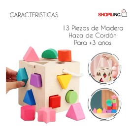 Juego Didáctico Bebé Montessori Cubo De Madera Educativo Color Modelo de formas                                                                       