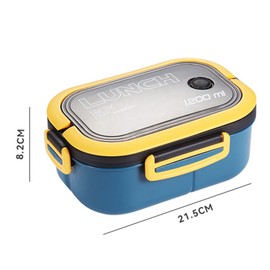 HAOHIZE 1200ml Lunch Box, 2 Layers Food Lunch Containers Portable Adult Lunch Box Double Layer Insulation Lunch Box Container with Fork Spoon for Office Outdoor Travel (Blue)