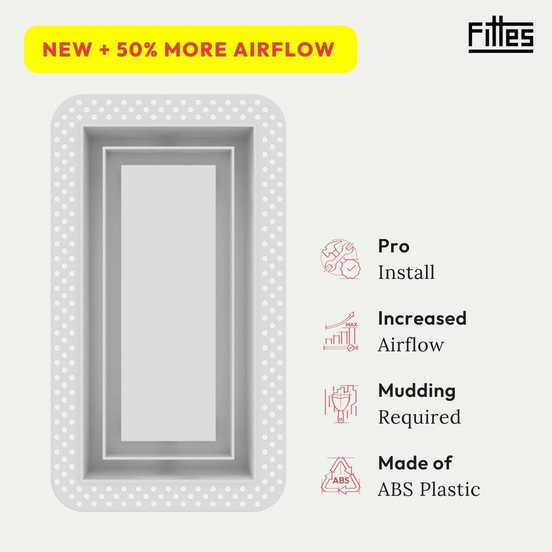 Fittes Flush Wall Vent [Lite+] - 6"x12" - Cotton White