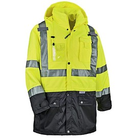 Ergodyne GloWear 8386 High Visibility Reflective Outer Rain Shell Jacket, X-Large, Lime