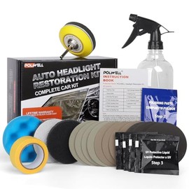 POLIWELL Headlight Restoration Kit - 3 Easy Steps for Clarity