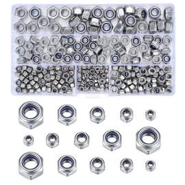 TA-VIGOR 230Pcs Nylon Hex Lock Nuts Assortment Kit, M3 M4 M5 M6 M8 Stainless Steel Nylon Insert Self-locking Nuts, Hexagon Threaded Nyloc Inserts Lock Nut Set with Storage Box for Washers Bolts Screws