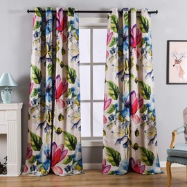 Taisier Home Stylish Living Elegant Abstract Colorful Curtains Printed,Multicoloured Curtains Print,Fashion Curtain 84 Inch Lenth for Bedroom(Floral Print Curtain 2 Pieces Set)