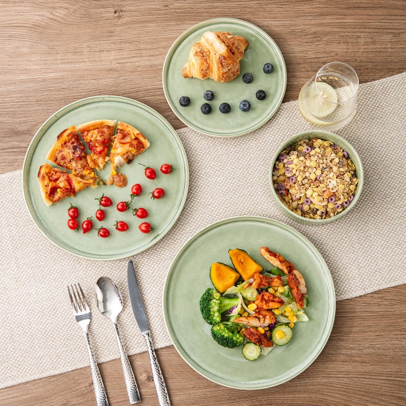 AmorArc Ceramic Dinnerware Set for 4, 12 Pieces Handmade Reactive