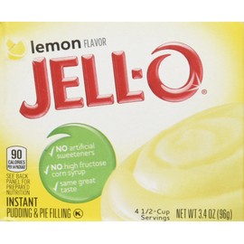 Jell-O Instant Pudding & Pie Filling Mix, Lemon Flavored, Fat Free, Quick & Easy Dessert, 3.4 oz (Pack of 4)