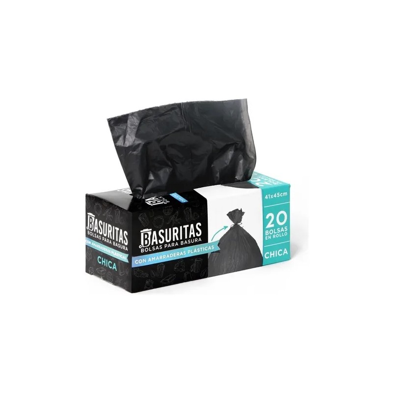 80 Bolsas De Basura Chicas Basuritas, 41x45cm, Pack 4x20