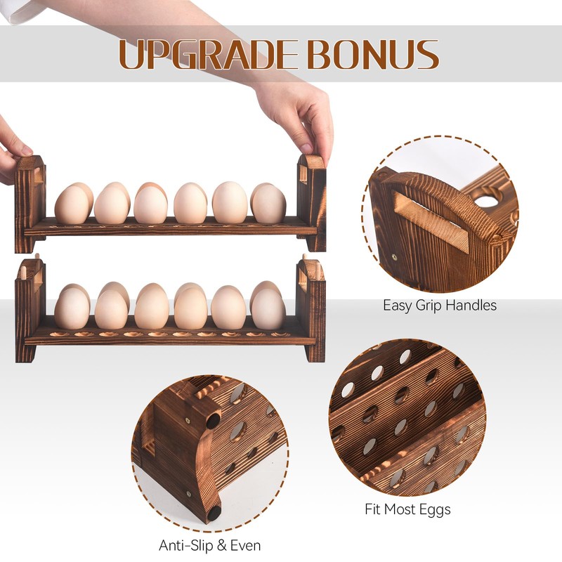 Wooden Egg Holder 3 Layer Fresh Egg Rack Holders Countertop