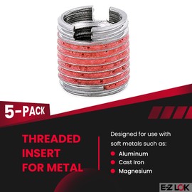E-Z Lok Externally Threaded Insert, 303 Stainless Steel, #6-32 Internal Threads, 1/4"-20 External Threads, 0.280" Length, Made in US (Pack of 5)